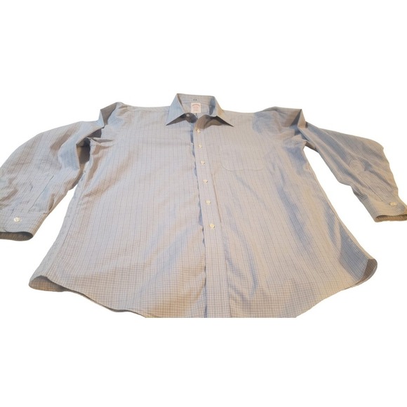 Brooks Brothers Mens Traditional Fit Button Front Shirt 16- 34 Blue Yellow Plaid - Picture 3 of 16